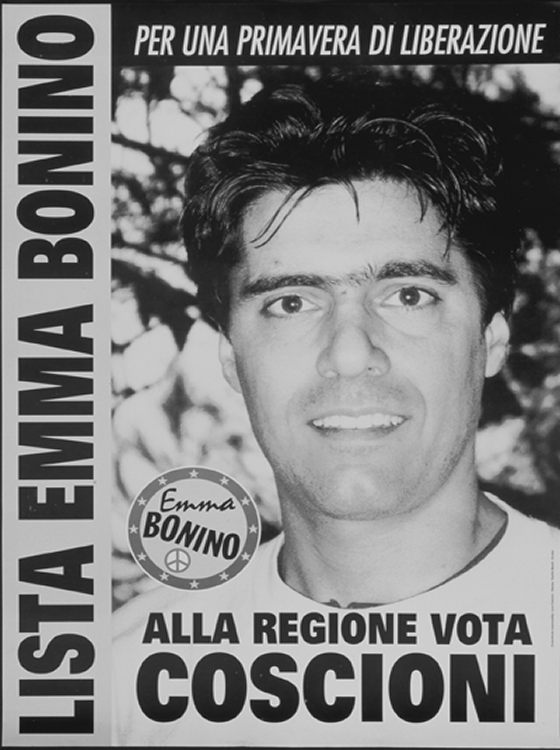 Manifesto per la campagna elettorale di Luca Coscioni, candidato della Lista Bonino alla presidenza della Regione Umbria.
